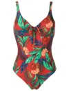 Lygia & Nanny Rosa Floral-print Swimsuit In Red