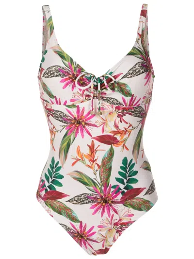 Lygia & Nanny Rosa Floral-print Swimsuit In White