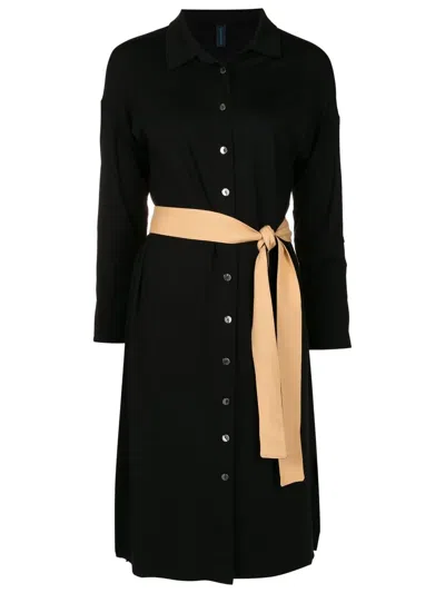 Lygia & Nanny Sash-detail Jersey Shirt Dress In Black