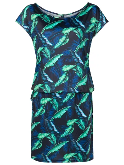 Lygia & Nanny Shiva Leaf-print Minidress In Blue
