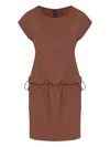 Lygia & Nanny Shiva Short-sleeve Drawstring Dress In Brown