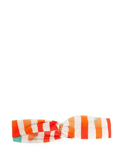 Lygia & Nanny Striped Knotted Headband In Orange