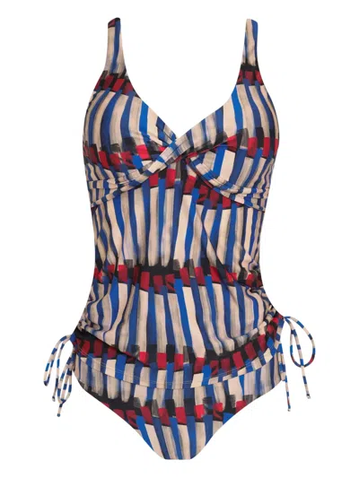 Lygia & Nanny Striped Tie Tankini Set In Multi