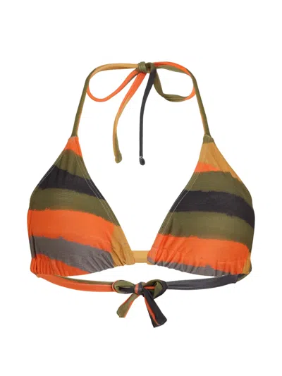 Lygia & Nanny Striped Triangle Bikini Top In Multi