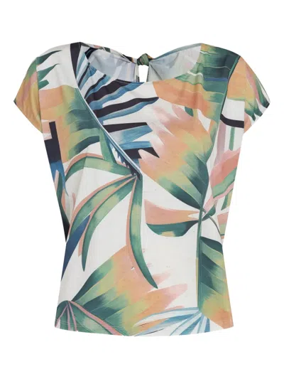 Lygia & Nanny Symi Leaf-print Tie-back T-shirt In Multi