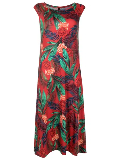 Lygia & Nanny Tie Botanical-print Midi Dress In Red