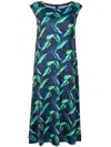 Lygia & Nanny Tie Leaf-print Midi Dress In Blue