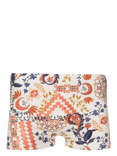 Lygia & Nanny Tijuca Botanical-print Swimming Trunks In White