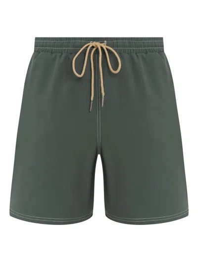 Lygia & Nanny Tony Drawstring-detailed Rear-pocket Swim Shorts In Green