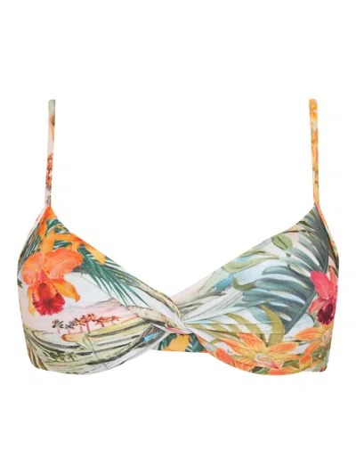 Lygia & Nanny Twist-front Floral Bikini Top In White