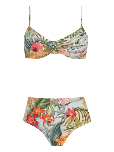 Lygia & Nanny Twist-front Floral-print Bikini In White
