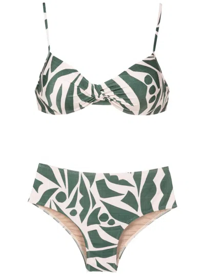 Lygia & Nanny Veronica Graphic-print Bikini In Green