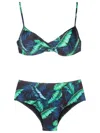 Lygia & Nanny Vitória Twisted Leaf-print Bikini In Blue
