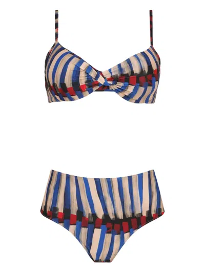 Lygia & Nanny Verônica Striped Bikini Set In Neutral