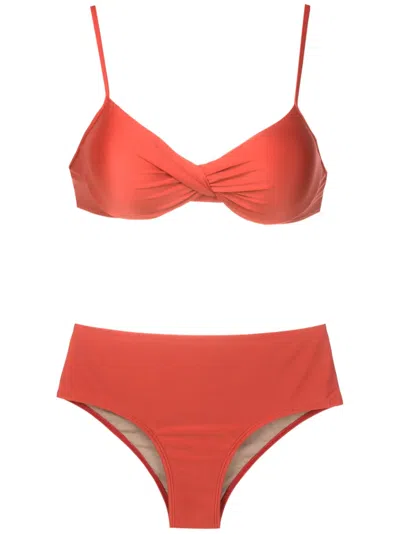 Lygia & Nanny Veronica Twisted Bikini Set In Orange