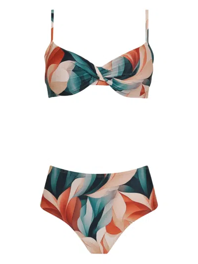 Lygia & Nanny Verônica Twisted Printed Bikini In Green
