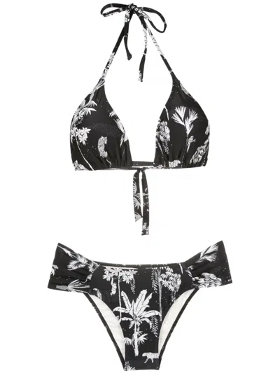 Lygia & Nanny Vicky Graphic-print Triangle Bikini In Black
