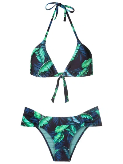 Lygia & Nanny Vicky Leaf-print Bikini In Blue