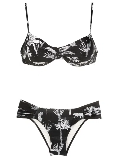 Lygia & Nanny Vitoria Graphic-print Bikini In Black
