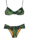 Lygia & Nanny Vitória Twisted Leaf-print Bikini In Green