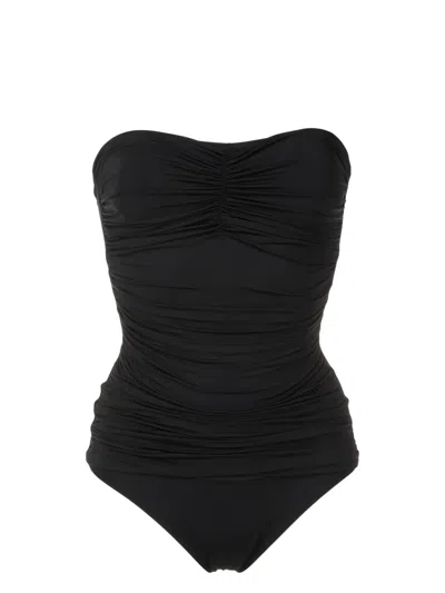 Lygia & Nanny Wangari Fluity Ruched Swimsuit In Black