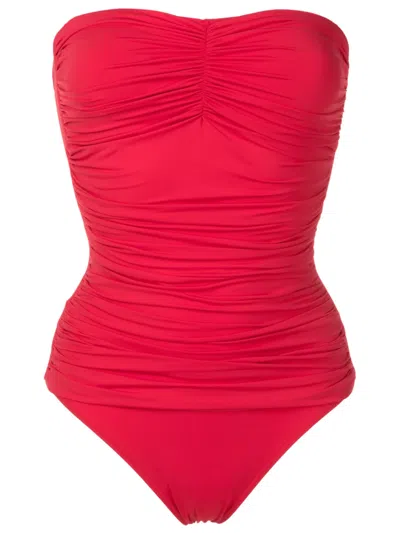Lygia & Nanny Wangari Fluity Ruched Swimsuit In Red