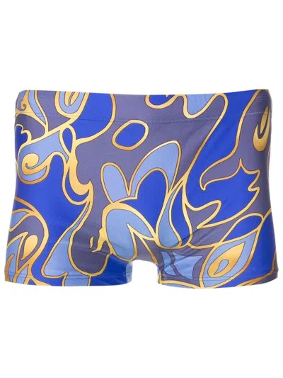Lygia & Nanny Abstract-print Slip-on Swim Trunks In Blue