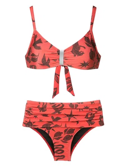 Lygia & Nanny Anne Logo-plaque Bikini Set In Brown