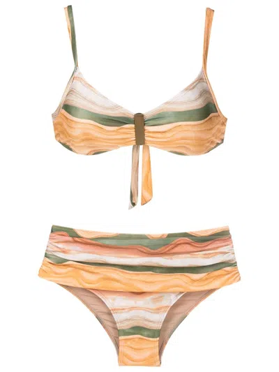 Lygia & Nanny Anne Stripe-pattern Bikini Set In Neutrals