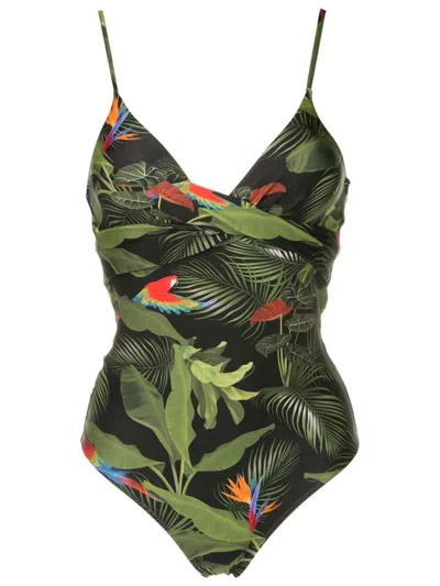 Lygia & Nanny Bianca Leaf-print Swimsuit In Green