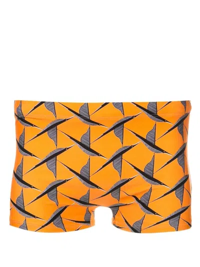 Lygia & Nanny Bird-print Swimming Trunks In Orange