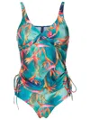 Lygia & Nanny Bruma-print Draped Tankini In Blue