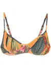 Lygia & Nanny Cassis Leaf-print Bikini Top In 黄色
