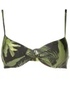 Lygia & Nanny Cassis Leaf-print Bikini Top In Green