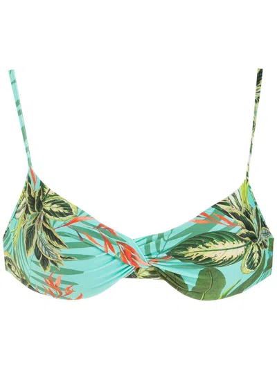 Lygia & Nanny Cassis Tropical Print Bikini Top In Green