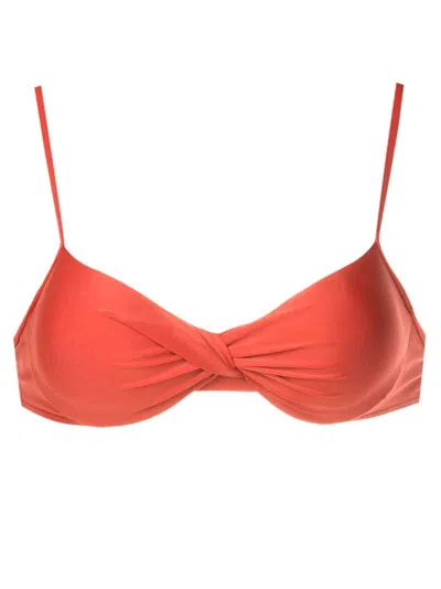 Lygia & Nanny Cassis Twisted Bikini Top In Orange
