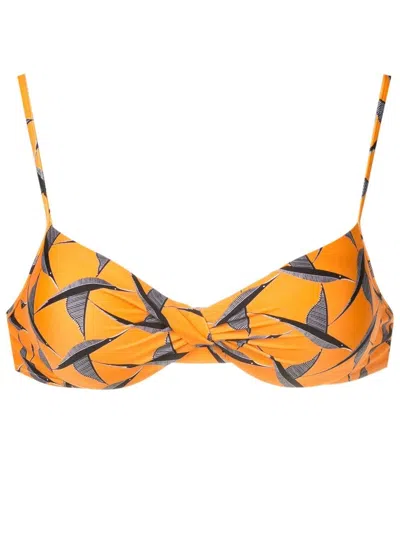 Lygia & Nanny Cassis Twisted Stretched Bikini Top In Orange