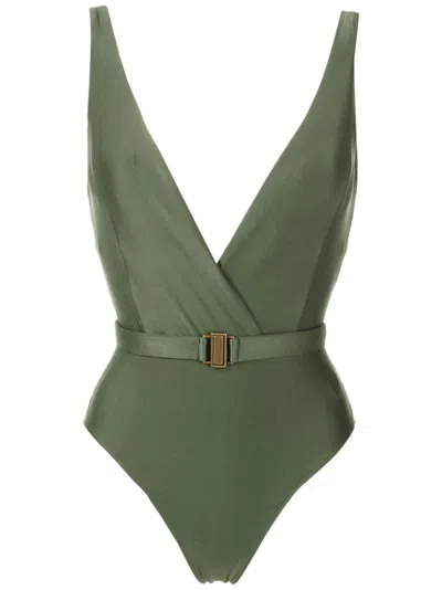 Lygia & Nanny Evita Liso V-neck Swimsuit In Green