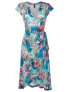 Lygia & Nanny Falcão-printed Wrap Dress In Blue