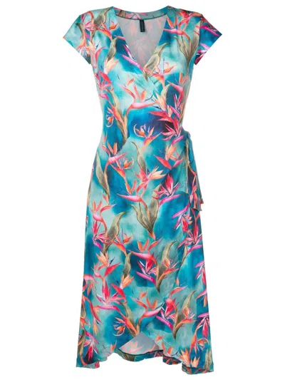 Lygia & Nanny Falcão-printed Wrap Dress In Blue
