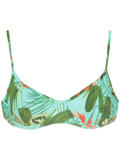 Lygia & Nanny Fiji Tropical Print Bikini Top In Green