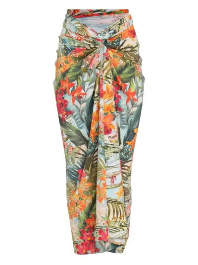 Lygia & Nanny Floral-print Wrap Beach Skirt