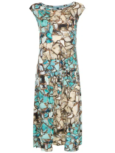 Lygia & Nanny Geode Print Midi Dress In 蓝色