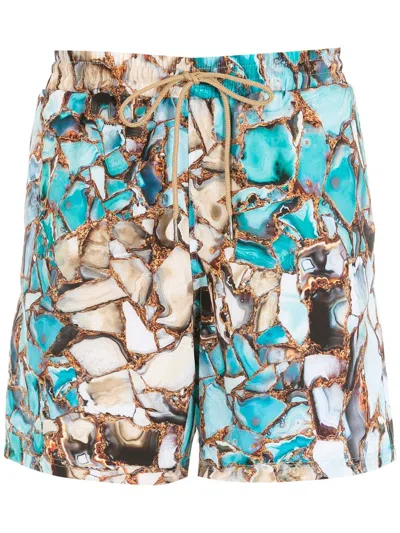 Lygia & Nanny Gil Gemstone-print Swimming Shorts In Blue