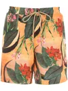 Lygia & Nanny Gil Tropical Foliage-print Swimming Shorts In Yellow