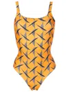 Lygia & Nanny Hapuna Bird-print Swinsuit In Orange