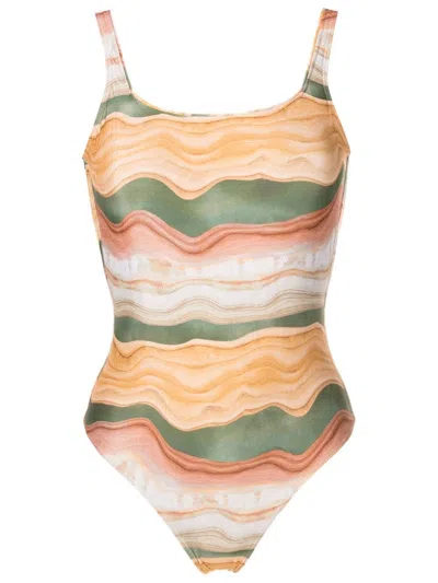 Lygia & Nanny Hapuna Square-neck Swimsuit In Brown