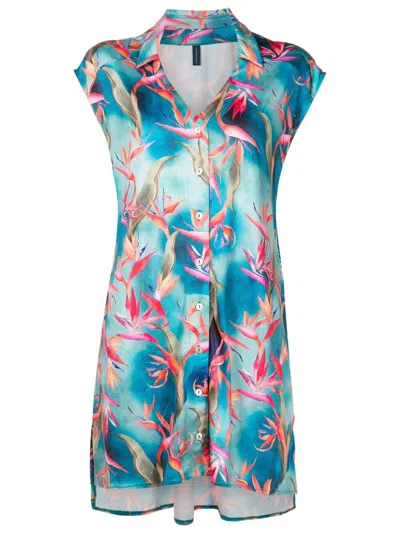Lygia & Nanny Jamile-printed V-neck Dress In Blue
