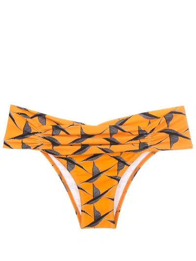 Lygia & Nanny Jasper Draped-waist Bikini Bottom In Orange