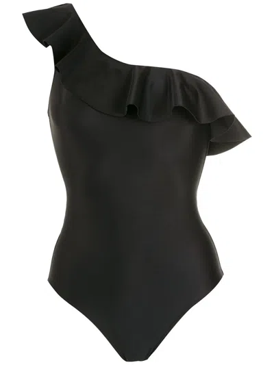 Lygia & Nanny Juanita One-shoulder Swimsuit In Black